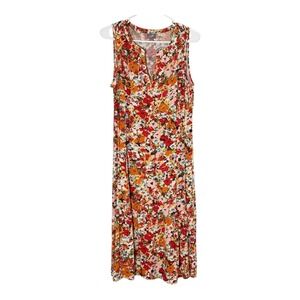 J. Jill Size-10 Women Dress Sleeveless Floral Side ZipRayon W/ Pockets